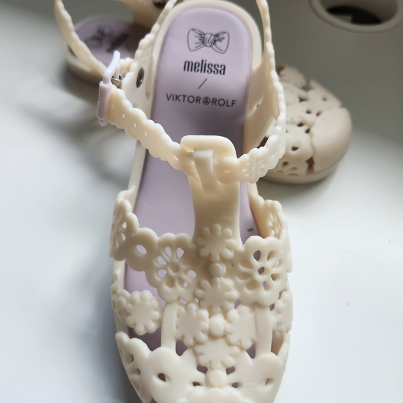 Rare Melissa Possession Viktor&Rolf Cream  Sz 5 Jelly Sandals Flower Balletcore - Picture 4 of 11